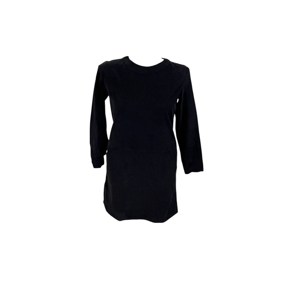 People Tree organic cotton size 12 Black Corduroy Shift Dress Round Neck Pockets